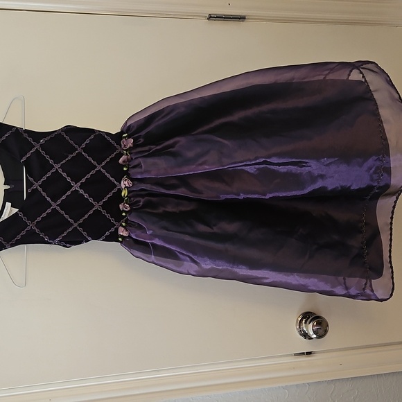 BONNIE JEAN Purple Floral Velvet Chiffon Formal Dress - Picture 2 of 12